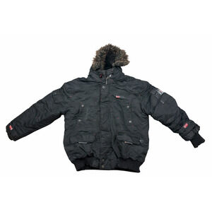 North Sportif Men’s XL Black Faux Fur Hooded Winter Bomber Jacket Coat